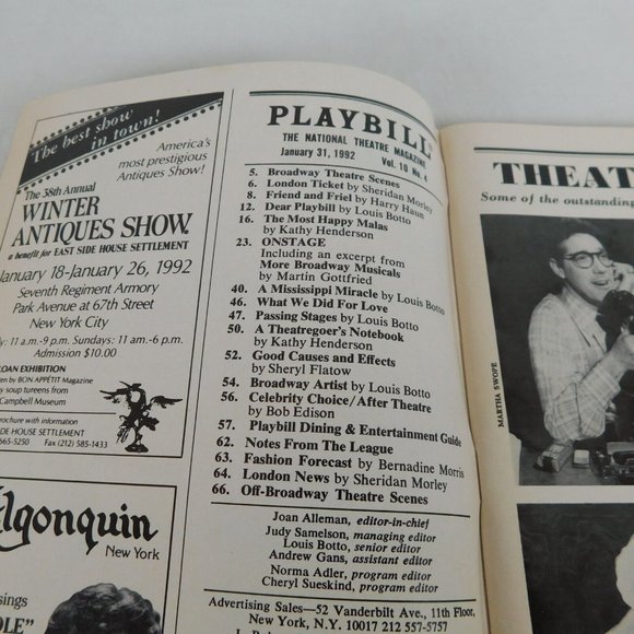 Playbill National Theatre Magazine January 1992 Dancing at Lughnasa Grand Hotel - Picture 3 of 7
